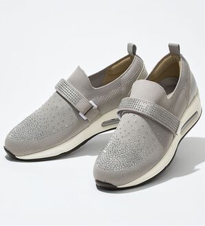 ルフラン（ルフラン）の「ビジュー付４Ｅベルトニットスニーカー（スニーカー）」｜ライトグレー