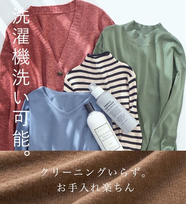 Viola e Viola（ヴィオラ エ ヴィオラ）の「【洗えるもちもち】首回りすっきり見せＶネックニット（ニット・セーター）」｜詳細画像