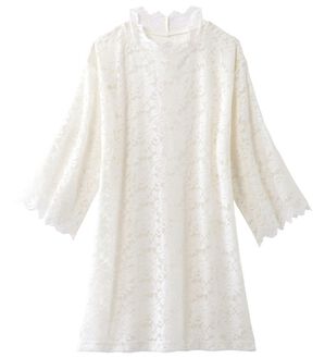 LAVIENNE（ラヴィエンヌ）の「着こなし美人レースインナー５分袖（肌着・インナーウェア）」｜アイボリー