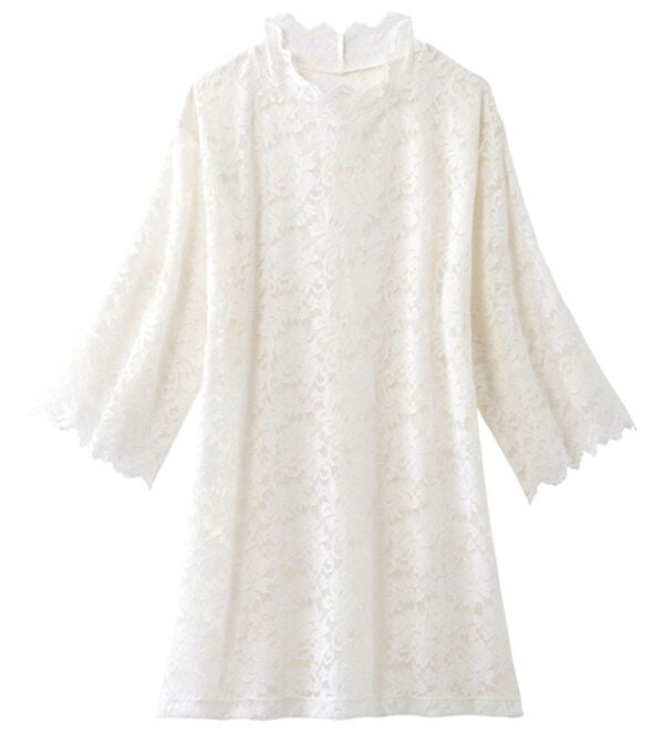 LAVIENNE（ラヴィエンヌ）の「着こなし美人レースインナー５分袖（肌着・インナーウェア）」｜アイボリー