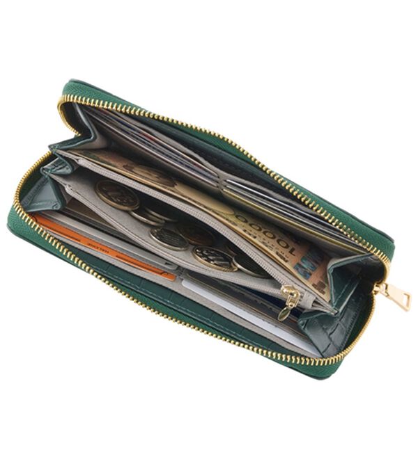 「牛革クロコ型押しラウンド長財布（メンズ財布・パスケース）」｜詳細画像