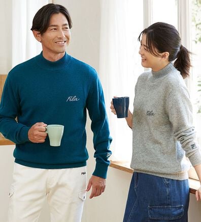 「＜フィラ＞洗えるウール１００％ハイネックセーター（メンズニット・セーター）」
