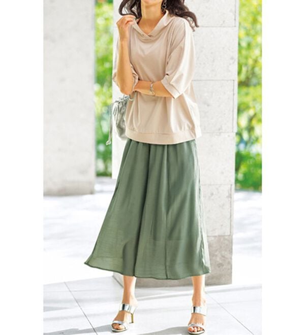 BELLUNA（ベルーナ）の「スラブ素材ポケット付ワイドパンツ（ワイドパンツ・ガウチョ）」｜詳細画像