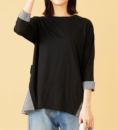 BELLUNA（ベルーナ）の「サイドリボンデザイン異素材切替チュニック（チュニック）」