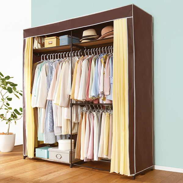 折り畳み式 ワードローブ クローゼット 扉付き ハンガーラック 衣類