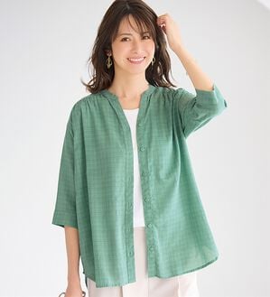 BELLUNA（ベルーナ）の「ふんわりシャドーチェック素材シャツ（シャツ）」｜詳細画像