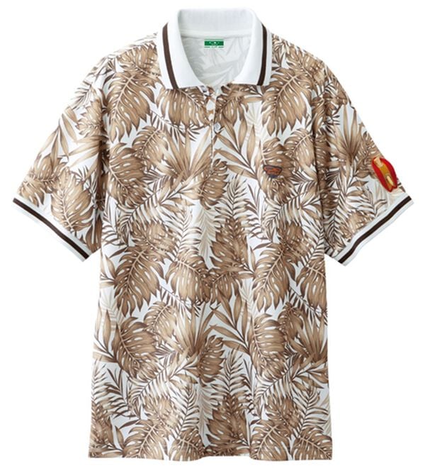 「＜オーシャンパシフィック＞リーフ柄サーフポロシャツ（メンズパーカー）」｜ブラウン