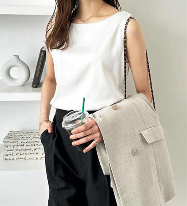 GeeRA（ジーラ）の「前後２ｗａｙヴィンテージサテンノースリーブ（タンクトップ・キャミソール）」｜詳細画像