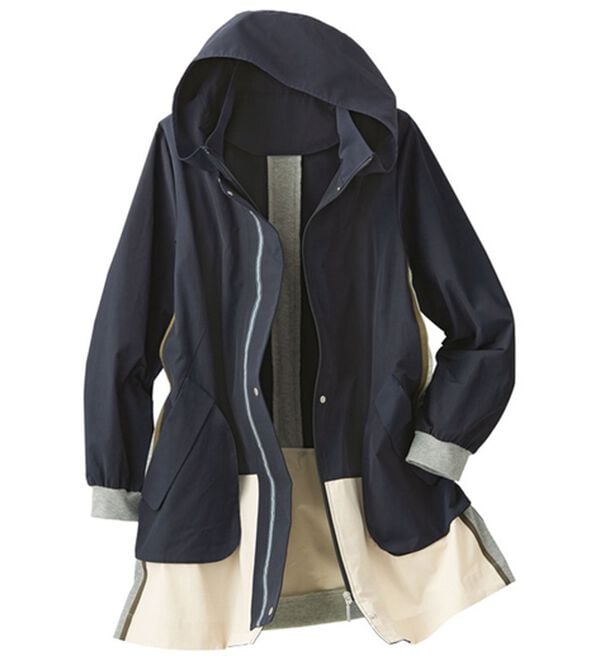 BELLUNA（ベルーナ）の「配色切替グログランテープ使いコート（ハーフコート）」｜ネイビー系