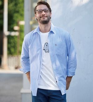 「＜ハッシュパピー＞シャツアンサンブル（メンズシャツ）」｜サックス