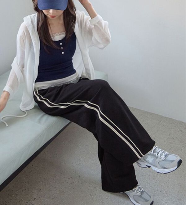 CHAN ME（チャンミ）の「ダブルレーススウェットパンツ（フルレングスパンツ）」｜詳細画像