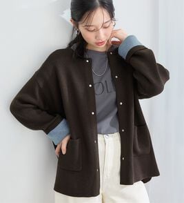 Viola e Viola（ヴィオラ エ ヴィオラ）の「裏配色スナップニットカーデ（ニットカーディガン）」