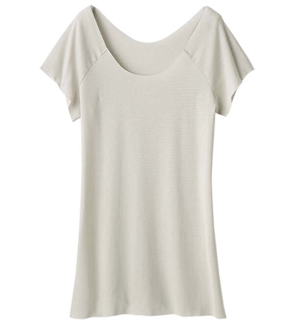 LAVIENNE（ラヴィエンヌ）の「＜ウイング＞綿の贅沢オーガニック　フラットタイプ（２分袖）（肌着・インナーウェア）」｜ライトグレー