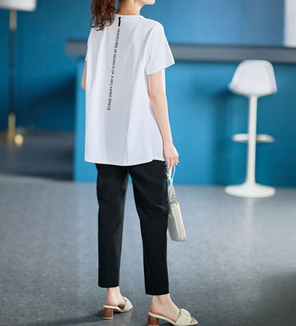 RANAN（ラナン）の「【接触冷感】ロゴプリントチュニックTシャツ（Tシャツ）」｜詳細画像