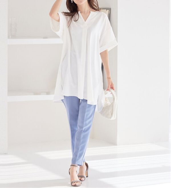 alotta（アロッタ）の「スキッパーとろみブラウスチュニック（ブラウス）」｜詳細画像