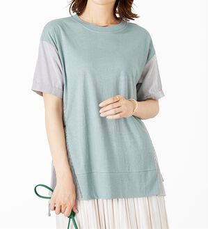 BELLUNA（ベルーナ）の「サイドリボン切替デザインプルオーバー（カットソー）」｜グリーン系