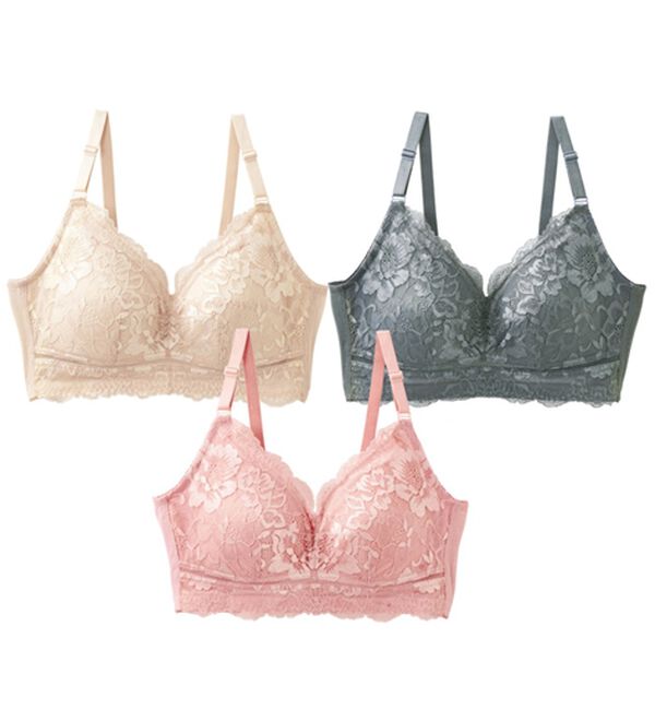 LAVIENNE（ラヴィエンヌ）の「【３色組】楽に華やかシルエットブラ（ブラジャー）」｜3色組