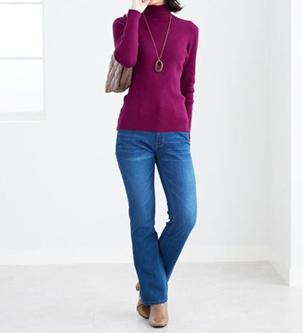 BELLUNA（ベルーナ）の「リブニットタートルプルオーバー（ニット・セーター）」｜詳細画像