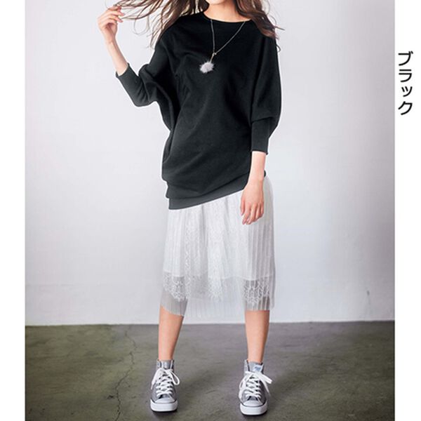 「フェイクネックレス付アシメデザイントップス（カットソー）」｜詳細画像