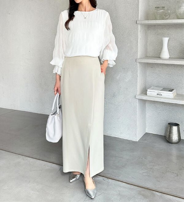 GeeRA（ジーラ）の「オンオフ着られる！スリットタイトスカート（ロングスカート）」｜詳細画像