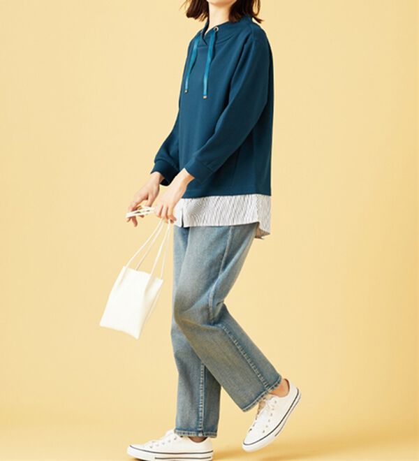 BELLUNA（ベルーナ）の「ワイドネックデザインシャツ切替チュニック（チュニック）」｜詳細画像