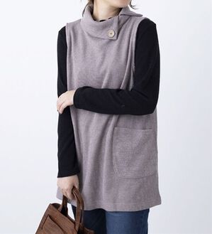 BELLUNA（ベルーナ）の「裏起毛素材ポケットデザインアンサンブル（アンサンブル）」｜ベージュ／黒