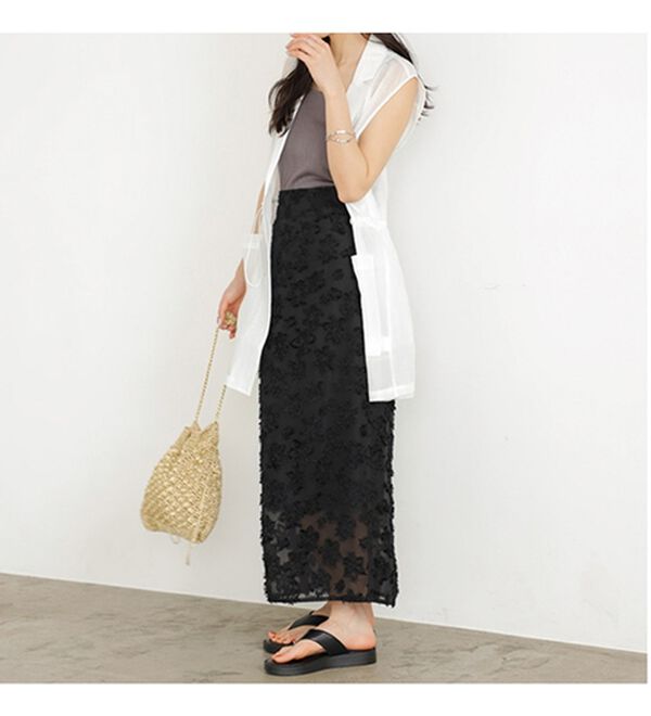 GeeRA（ジーラ）の「フリンジシアージャカードタイトスカート（ロングスカート）」｜詳細画像