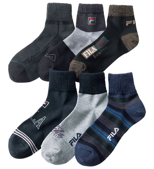 「【６足組】＜フィラ＞マルチデザインソックス（メンズ靴下・タイツ）」｜詳細画像