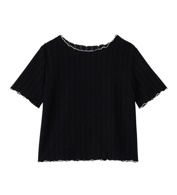 RANAN（ラナン）の「インせず着られる！透かし柄メロー配色Ｔシャツ（カットソー）」｜詳細画像