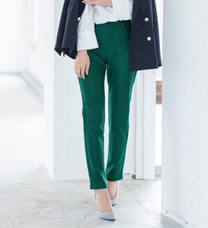 RANAN（ラナン）の「＋１０度素材！蓄熱保温裏起毛ストレッチスリムパンツ（フルレングスパンツ）」｜グリーン