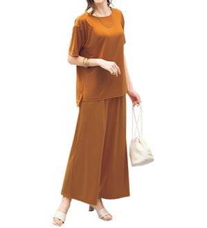 LAVIENNE（ラヴィエンヌ）の「ポーチに入れて洗える♪上品トラベルセットアップ（パジャマ・ルームウェア）」｜テラコッタ