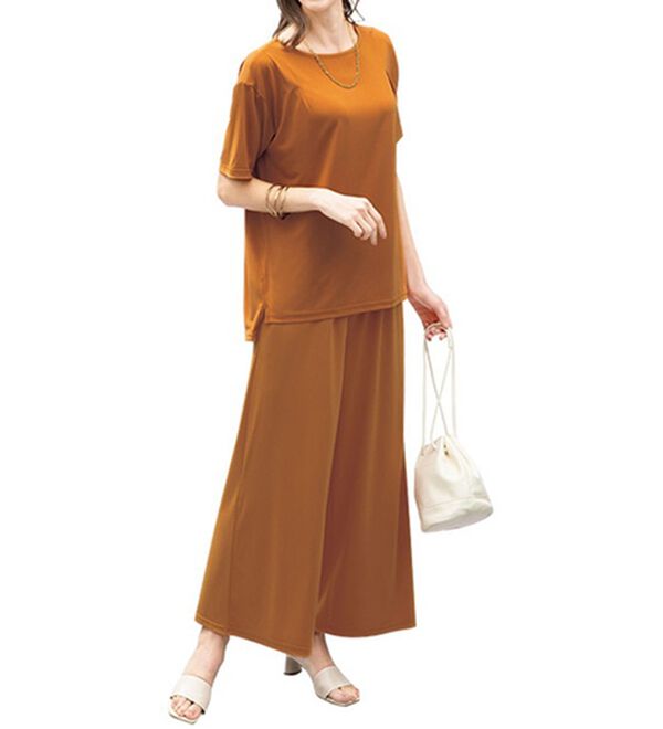 LAVIENNE（ラヴィエンヌ）の「ポーチに入れて洗える♪上品トラベルセットアップ（パジャマ・ルームウェア）」｜テラコッタ