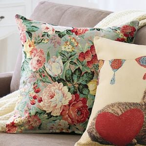 「ポルトガル製ジャカード織クッションカバー（クッション・クッションカバー）」｜グレーフラワー