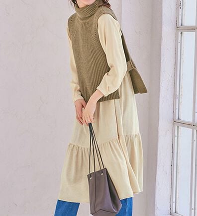 BELLUNA（ベルーナ）の「ベストとセットになったティアードワンピース（その他ワンピース）」