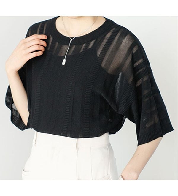 GeeRA（ジーラ）の「ジャカードストライプシアーニット（ニット・セーター）」｜詳細画像