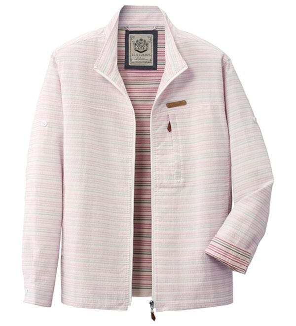 「お洒落なボーダージャケット（メンズジャケット）」｜ホワイト