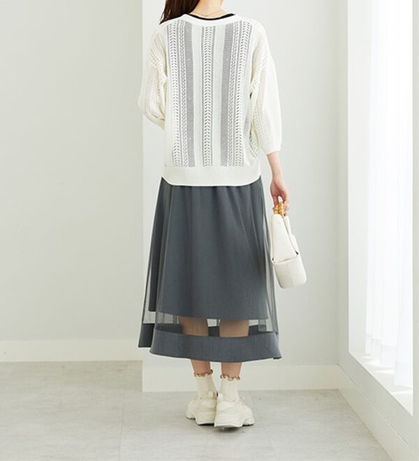 BELLUNA（ベルーナ）の「裾シアーデザインチュールスカート（ロングスカート）」｜詳細画像