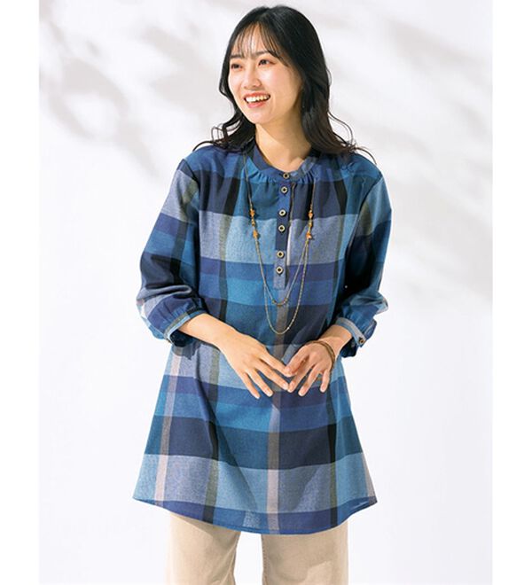 ルフラン（ルフラン）の「【３色組】さらり快適。ビッグチェック柄ブラウス（ブラウス）」｜詳細画像