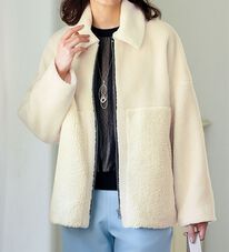 ルフラン（ルフラン）の「ボア切替デザインコート（ショートコート）」