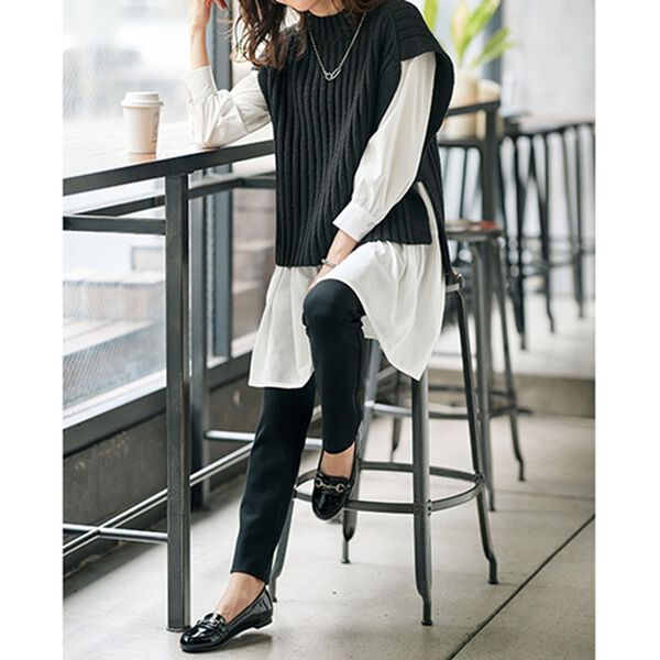 BELLUNA（ベルーナ）の「ワイドリブハイネックデザインニットベスト（ベスト）」｜詳細画像