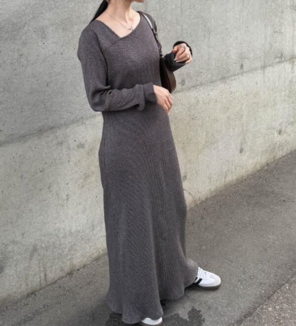 RANAN（ラナン）の「アシメネックリブワンピース（ロングワンピース）」｜詳細画像