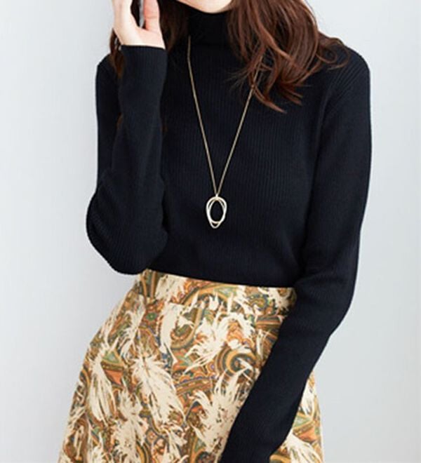 BELLUNA（ベルーナ）の「リブニットタートルプルオーバー（ニット・セーター）」｜詳細画像