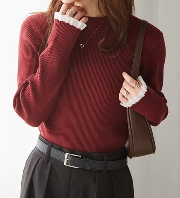 RANAN（ラナン）の「シアーフリルハイネックリブニット（ニット・セーター）」｜詳細画像