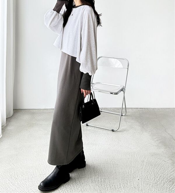 GeeRA（ジーラ）の「配色裏毛スウェットセットアップワンピース（カットソーワンピース）」｜詳細画像