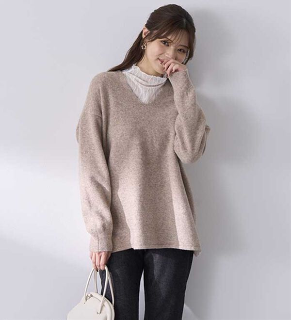 BELLUNA（ベルーナ）の「インナーに合わせるウール入りニットプルオーバー（ニット・セーター）」｜詳細画像