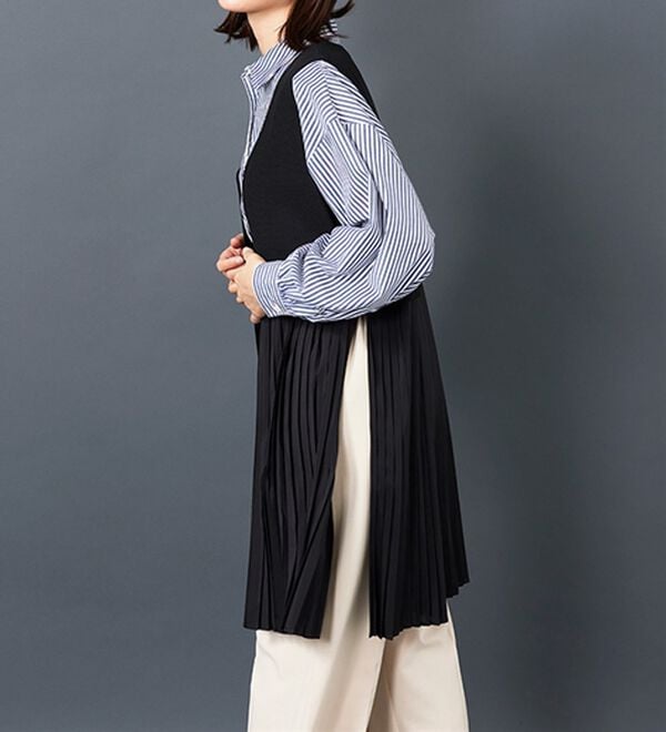 BELLUNA（ベルーナ）の「【Ｌａｇｒｉｌｕａ】異素材切替プリーツロングベスト（ジレ）」｜詳細画像