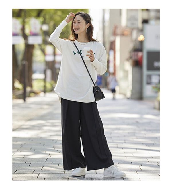 BELLUNA（ベルーナ）の「よれにくい！大人のロゴロングＴシャツ（カットソー）」｜詳細画像