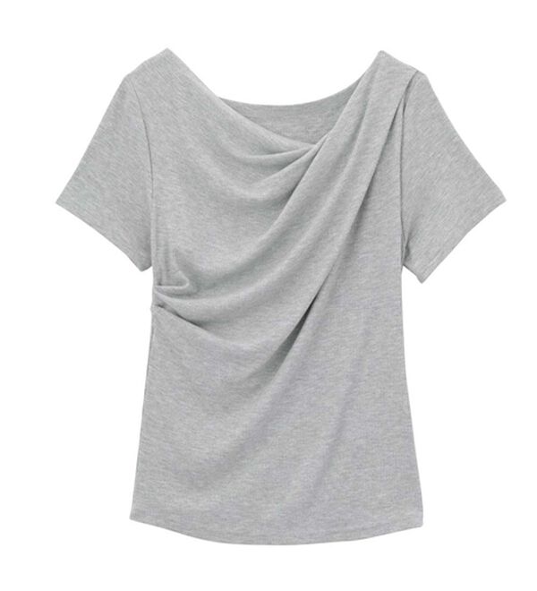 RANAN（ラナン）の「【新色追加】ひんやり上品ドレープリブTシャツ（カットソー）」｜詳細画像