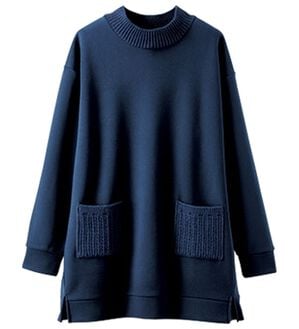 BELLUNA（ベルーナ）の「裏起毛素材ニット切替チュニック（チュニック）」｜ネイビー