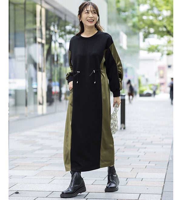 BELLUNA（ベルーナ）の「異素材切替ドロストワンピース（その他ワンピース）」｜詳細画像